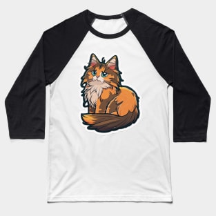 Majestic Maine Coon Cat Sticker Baseball T-Shirt